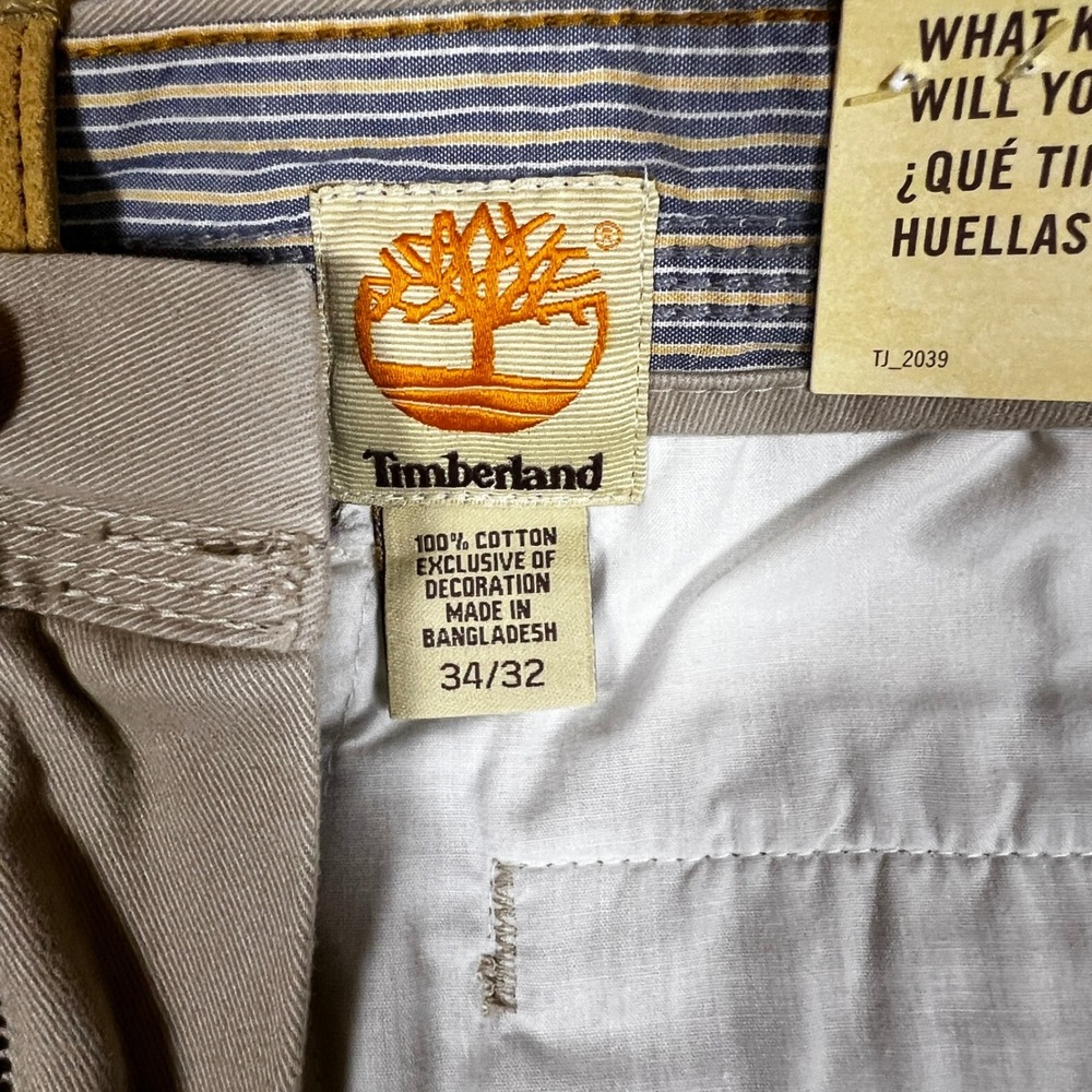 Timberland Chino Pants Mens 34x32 Khaki Straight Fit Casual Stretch New - Picture 9 of 10
